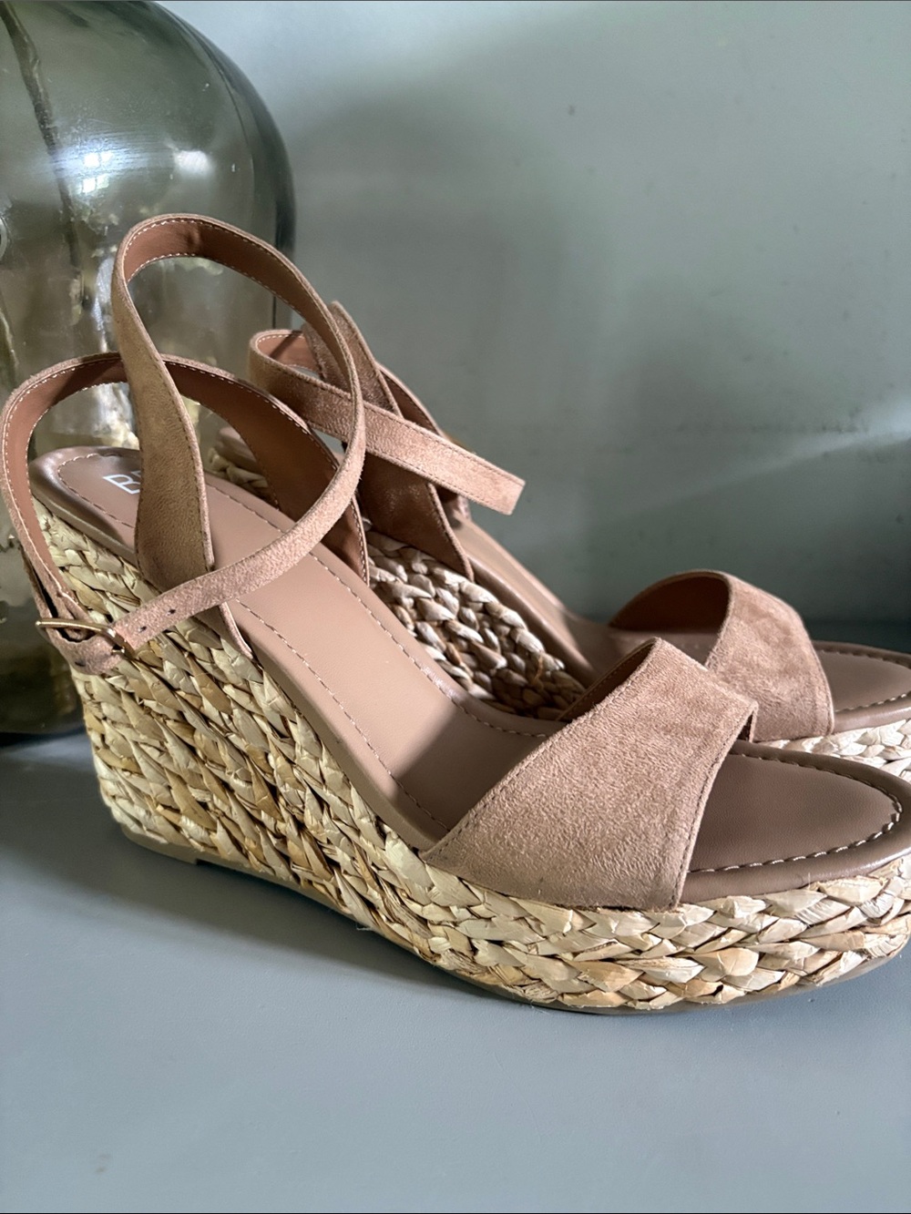 NEW BP Strapoy Wedges Sandals Camel Womens 9.5